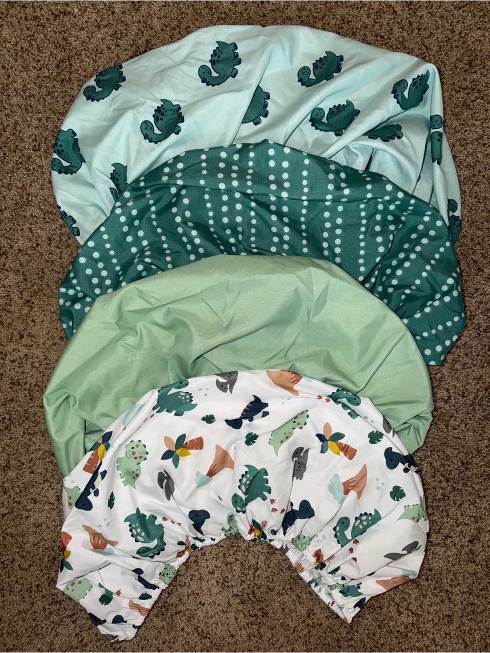 Bassinet and diaper changing Sheets set- Green Dino and Polka Dot Designs
